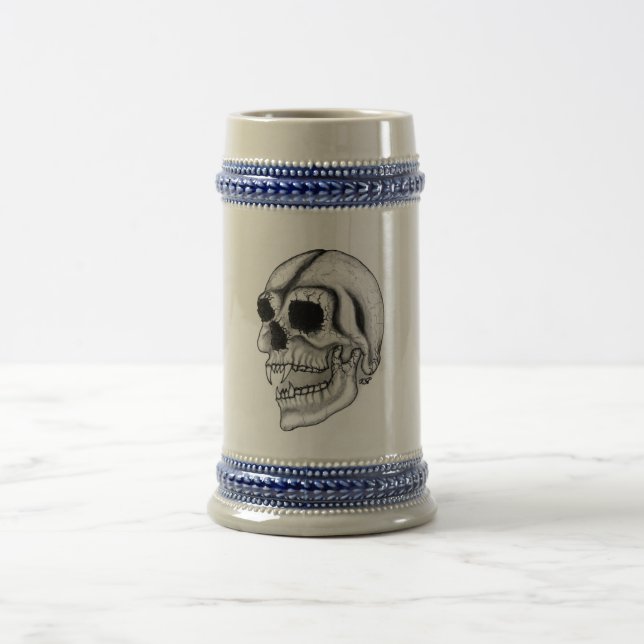 Chope À Bière Vampir crâne noir et blanc (Centre)