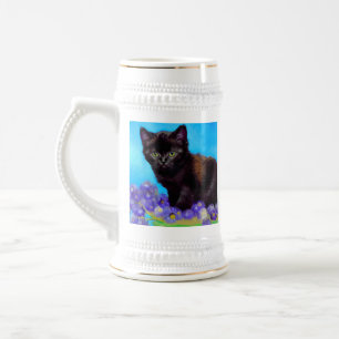 Chope À Bière Van Gogh Chat et fleurs