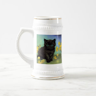 Chope À Bière Van Gogh Chat noir Fleurs jaunes