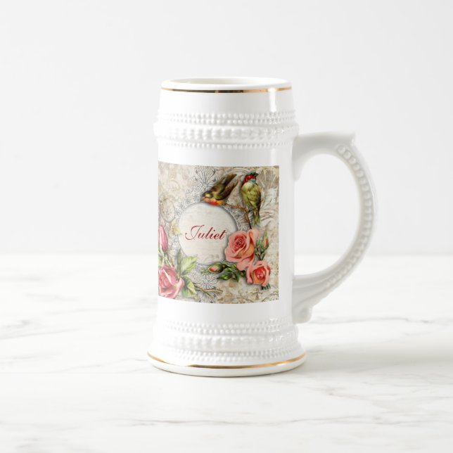 Chope À Bière Vintage Rose Damask Stein (Droite)