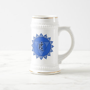 Chope À Bière Vishuddha Chakra Blue Petals & Sanskrit Vowels