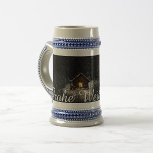 Chope À Bière Vœux de Noël avec maison de sorcière