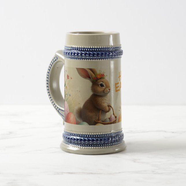 Chope À Bière Vœux de printemps du lapin de Pâques (Devant gauche)