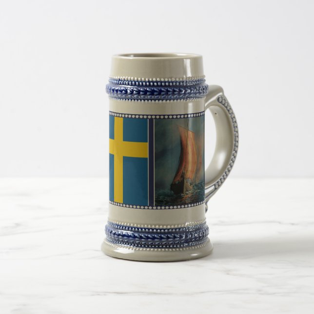 Chope À Bière Voile de bateau vif, Brume de mer, drapeau de Suèd (Devant droit)