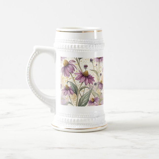 Chope À Bière Watercolor Echinacea Purple & Gold  (Gauche)