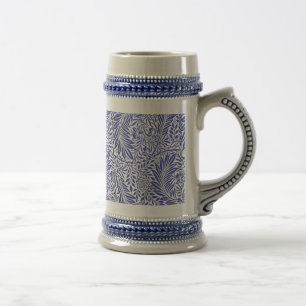 Chope À Bière William Morris Vintage motif floral bleu blanc