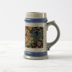 Chope À Bière William Morris Vintage motif floral rouge bleu