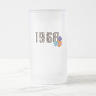 Chope Givrée 1968 Hippie Panneau de Paix Fleur Orange Aqua Purp