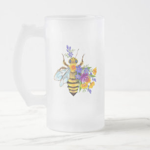 Chope Givrée Abeille à fleurs avec plantes sauvages