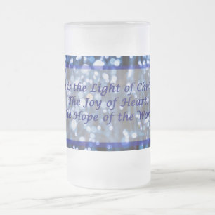 Chope Givrée Abstrait De Lumières Bleues Texte Verre Frosted Bi