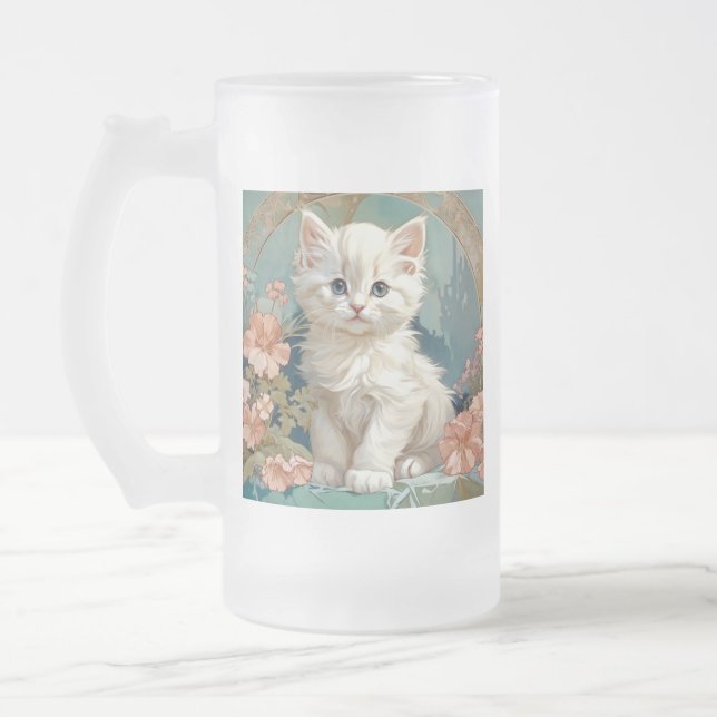 Chope Givrée Alphonse Mucha Style Chat blanc (Gauche)