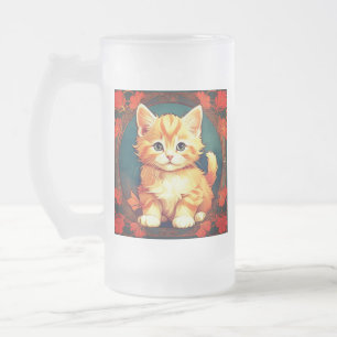 Chope Givrée Alphonse Mucha Style Chat orange