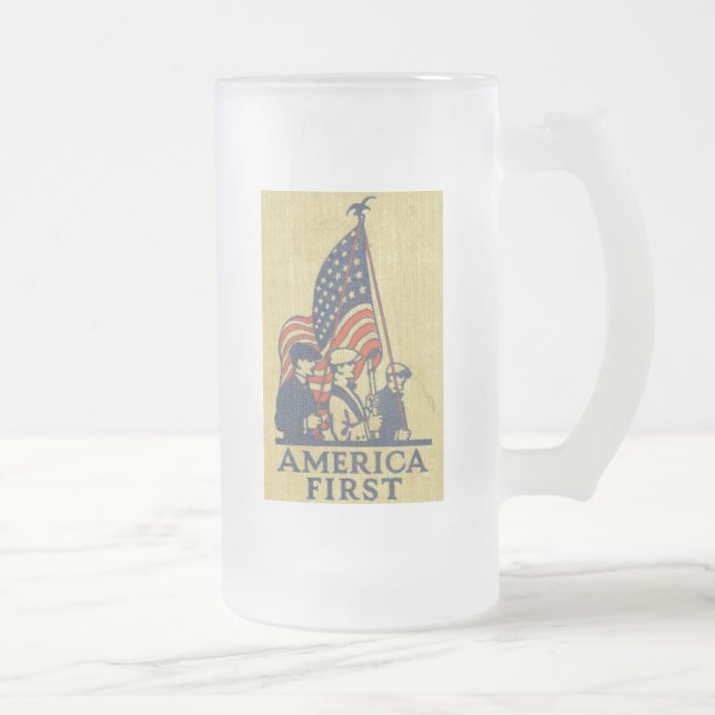 Chope Givrée Amérique d'abord drapeau américain Patriotes texte (Droit)