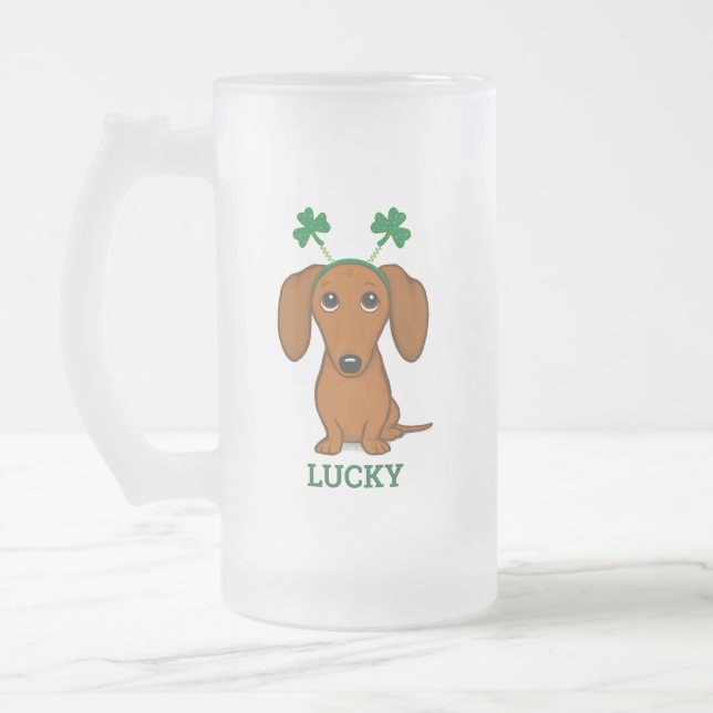 Chope Givrée Amusant Saint Patrick's Day Chien Shamrock (Gauche)