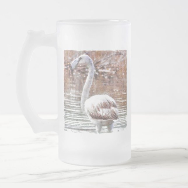 Chope Givrée Aquarelle de Flamant rose exotique (Gauche)