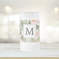 Aquarelle moderne Fleurs roses Monogrammes