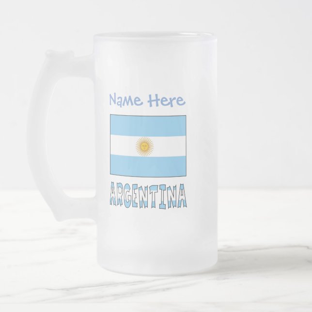 Chope Givrée Argentine Drapeau Argentin Nom Personnalisé Bleu (Gauche)