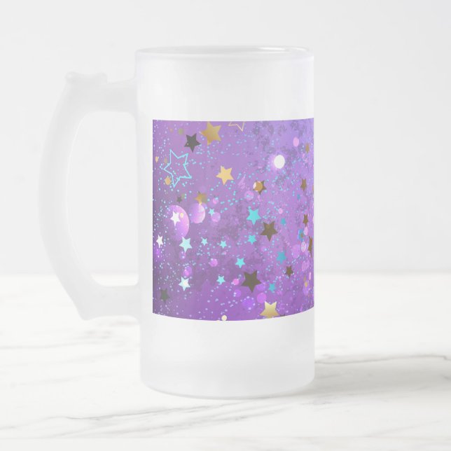 Chope Givrée Arrière - plan de feuille violet avec étoiles (Gauche)