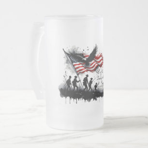 Chope Givrée Art patriotique du 4 juillet avec drapeau et solda