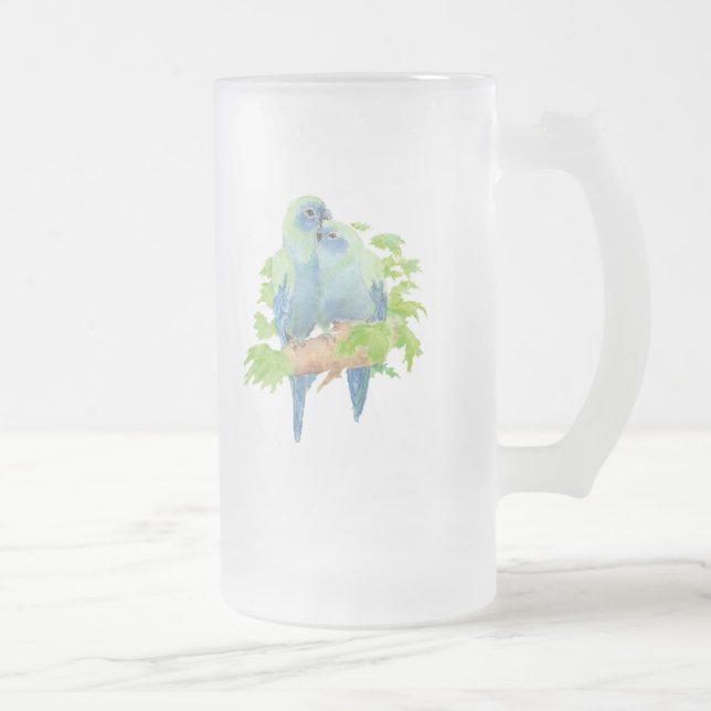 Chope Givrée Blue Parrots Tropical Glass stein (Droit)