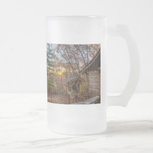 Chope Givrée Bois d'automne Coucher de soleil de verre givrée B
