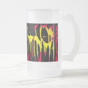 Chope Givrée brins et éperons et bacchanal verre dépoli bière m