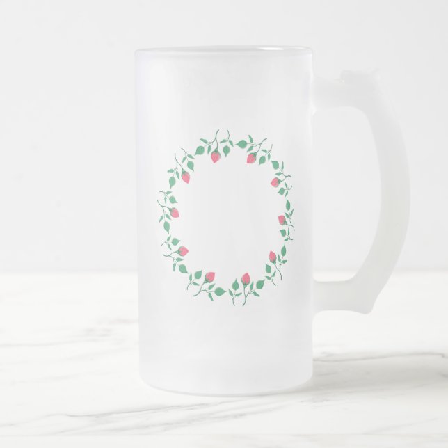 Chope Givrée Cadre rond fleuri avec fleurs roses (Droit)