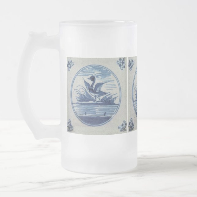 Chope Givrée Carrelage bleu Delft - Canard dans l'eau (Gauche)