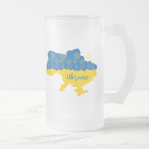 Chope Givrée Carte de l'Ukraine avec tournesol et drapeau ukrai