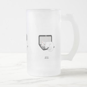 Chope Givrée Chat Blanc Dormir Sur L'Ordinateur Portable Verre 