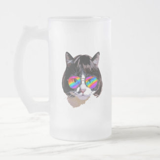 Chope Givrée Chat dans une perruque + Lunettes de soleil (Peint