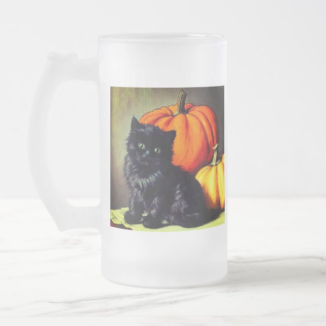 Chope Givrée Chat noir vintage d'Halloween et Citrouilles (Gauche)