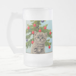 Chope Givrée Chat vintage et sapin de Noël