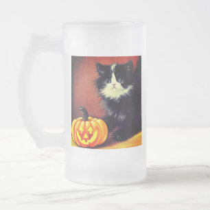 Chope Givrée Chaton d'Halloween noir et blanc vintage