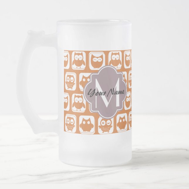 Chope Givrée Chouettes orange monogrammes (Gauche)