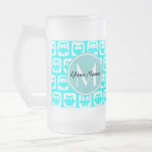Chope Givrée Chouettes turquoise d'aqua monogramme