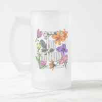 Citation positive Be Happy and garden flowers