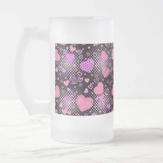 Chope Givrée Coeurs roses Motif 01 Black BG (Gauche)