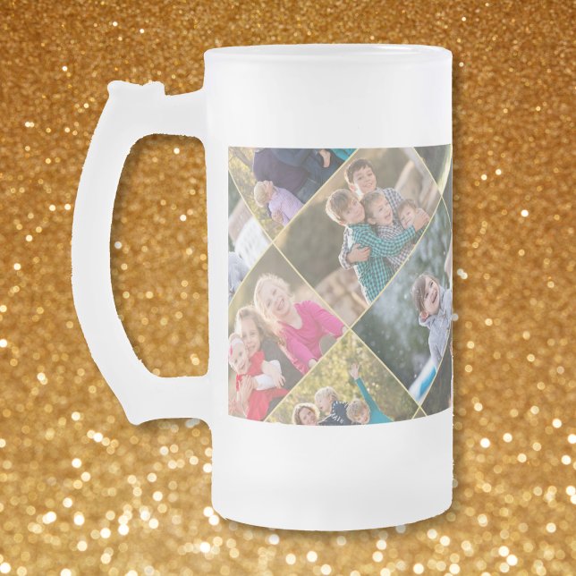 Chope Givrée Créez votre propre collection photo personnalisée  (Create Your Own Personalized 6 Photo Collage Frosted Glass Beer Mug)