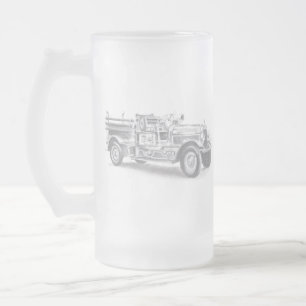 Chope Givrée croquis au crayon de camion de pompiers vintage de