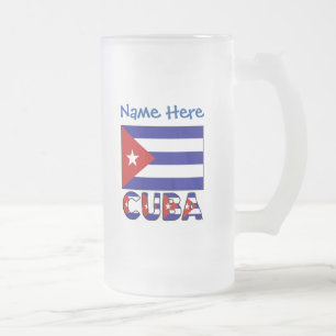 Chope Givrée Cuba et Drapeau bleu foncé cubain Personnalisé