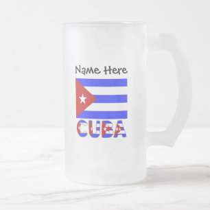 Chope Givrée Cuba et Drapeau Cubain Bleu Clair Personnalisé 