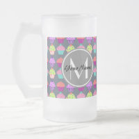 Cupcakes Gris, Nom Personnalisé Monogramme