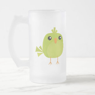 Chope Givrée Dessin animé d'oiseau vert mignon