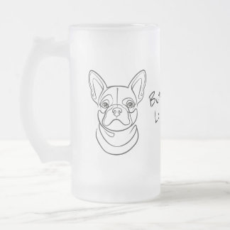 Chope Givrée Dessin au trait de Bouledogue Français. Construit