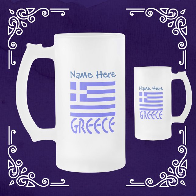 Chope Givrée Drapeau grec Grèce Personnalisation Bleue  (Créateur téléchargé)