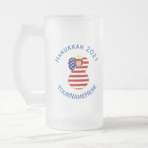 Chope Givrée Drapeau USA Hanukkah Cheveux Rouges Personnalisé 
