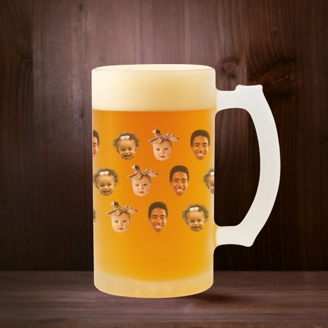 Chope Givrée Drôle papa personnalisé de 3 enfants Photo (Funny Custom Dad of 3 Kids Photo Frosted Glass Beer Mug
)