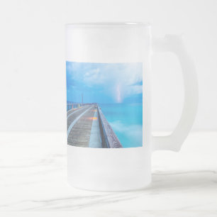 Chope Givrée Éclair À Navarre Beach Jetée De Verre Dépoli Bière