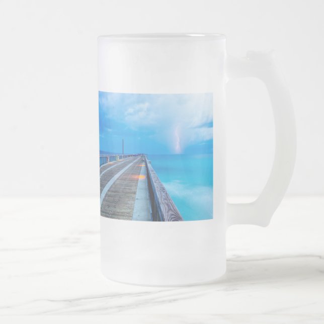 Chope Givrée Éclair À Navarre Beach Jetée De Verre Dépoli Bière (Droit)